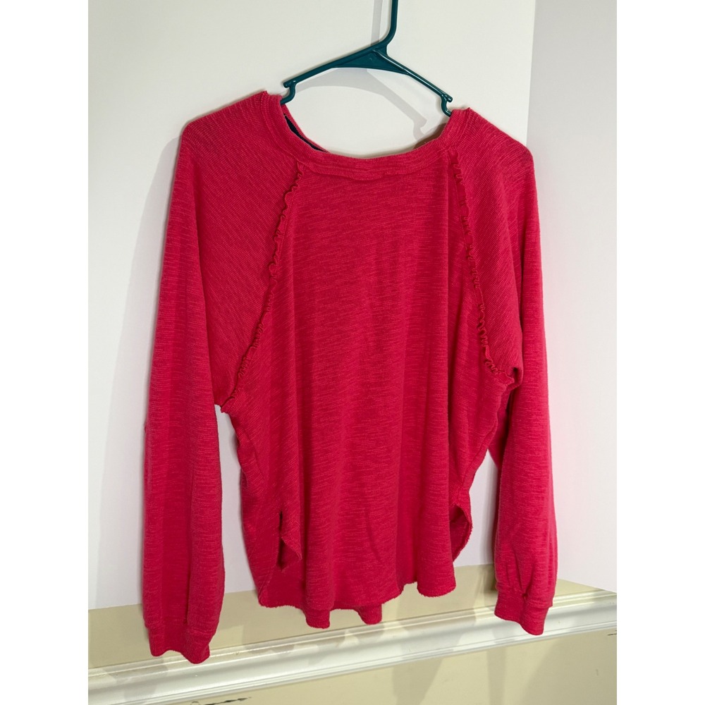 Pilcro and the Letterpress Pink Slub Knit Long Sleeve Top Exposed Seams Small